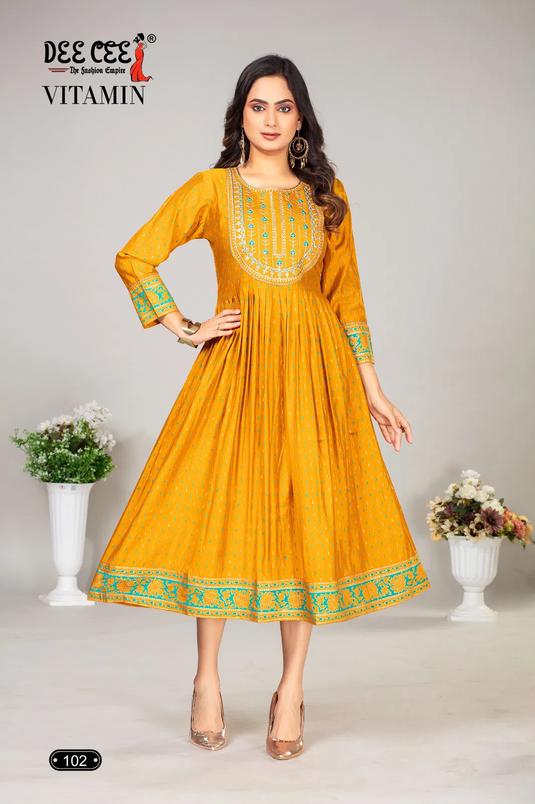 Vitamin By Dee Cee Chanderi Anarkali Kurtis Wholesale Shop In Surat
